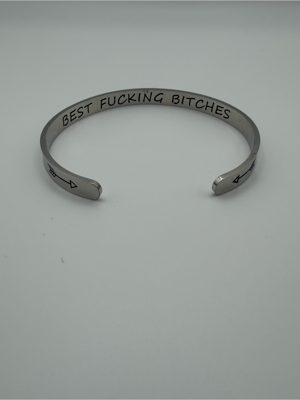 Best F*cking B*tches Cuff Bracelet Silver Tone Open Bangle